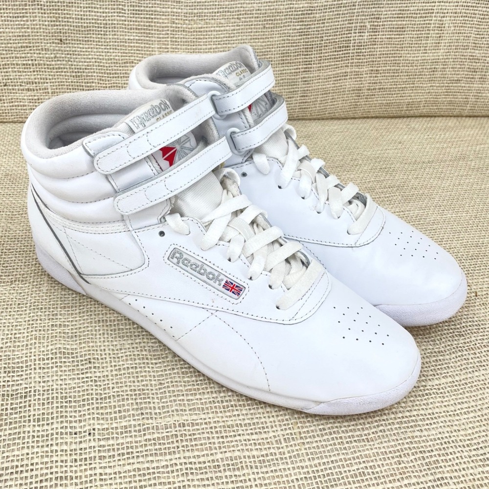 Reebok Freestyle Hi Womens White Leather High Top‎ Sneakers 2431 Size 10